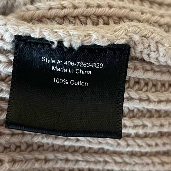 Jenni Kayne Cotton Fisherman Sweater in Oatmeal, Size Small - Picture 4 of 5